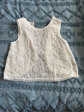 White Embroidered Sleeveless Tunic Top - Brand
